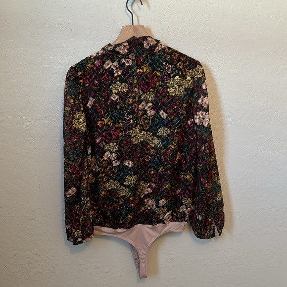 REVOLVE x Amanda Uprichard Hera Floral Plunge Neck Long Sleeve Bodysuit Size M - Picture 3 of 8